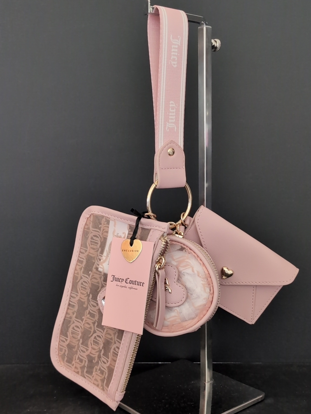 NWT, Juicy Couture Light Pink 3 Piece Coin Purse Wristlet Set. - Picture 6 of 6